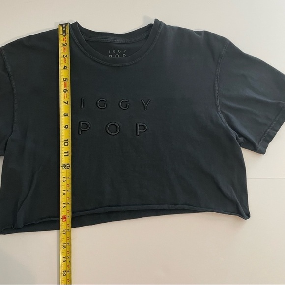 Iggy Pop x Drop Party Black Short Sleeve Cropped T Shirt Size Medium - Picture 4 of 5